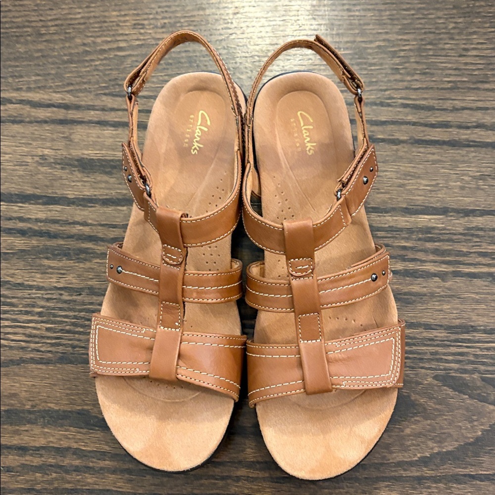 Clarks Laurieann Ivy Sandal Tan Leather Strappy